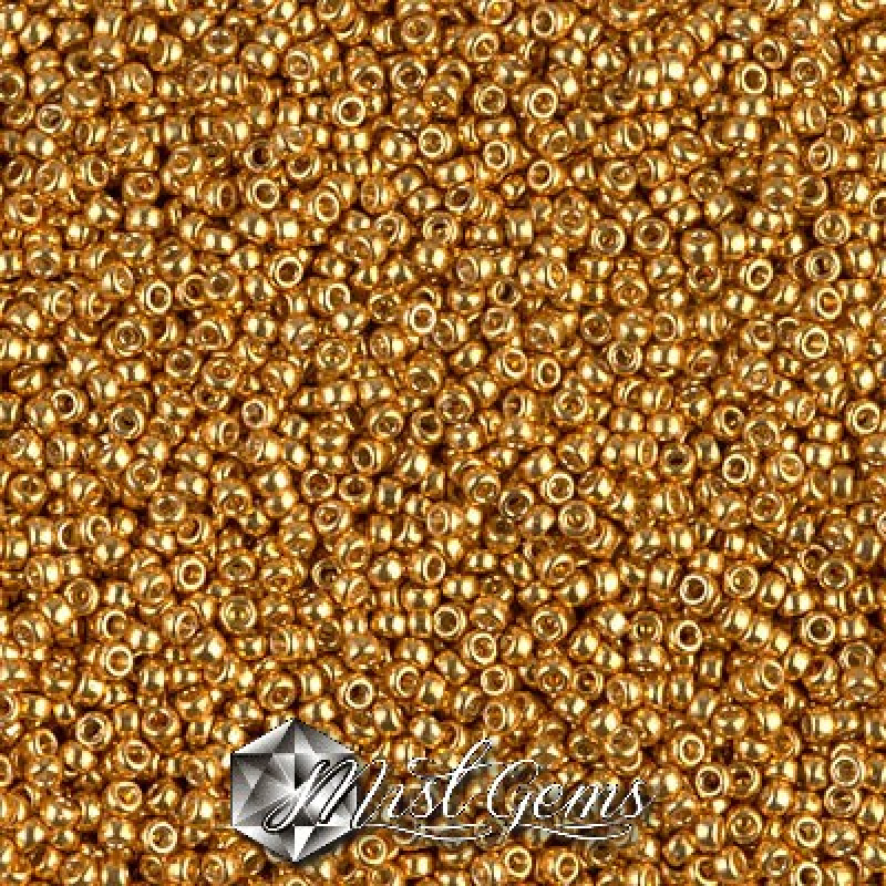 Miyuki Round Rocailles 4203-15/0 RR 4203 Duracoat Galvanized Yellow Gold