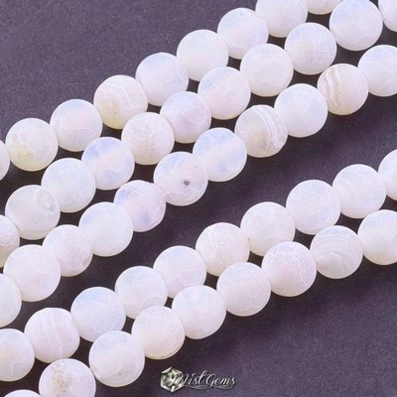 Agate Sfere  (Crackle) Erodate Albe 4mm-50 buc