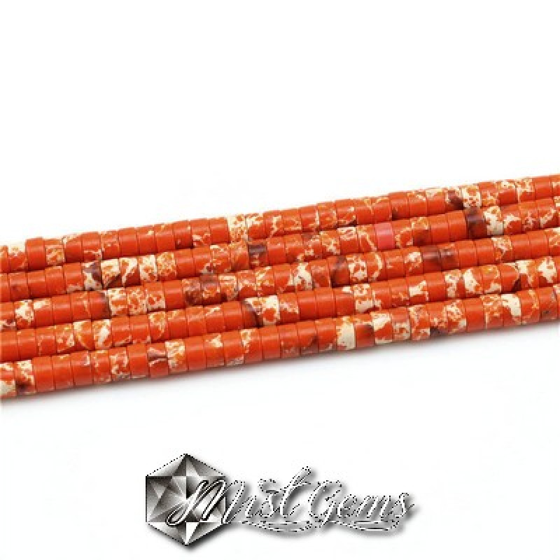Turcoaz rondele,orange -Heishi-4X2mm -20 buc.