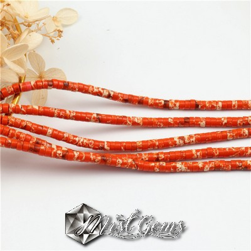 Turcoaz rondele,orange -Heishi-4X2mm -20 buc.