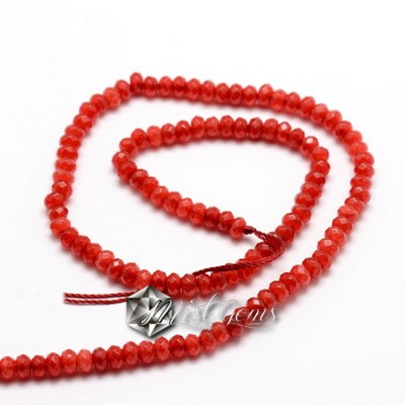 Jad rondele fatetate rosu 4x3mm-50 buc.
