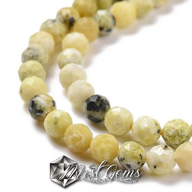 Jasp sfere fatetate galben lime-4mm-20 buc