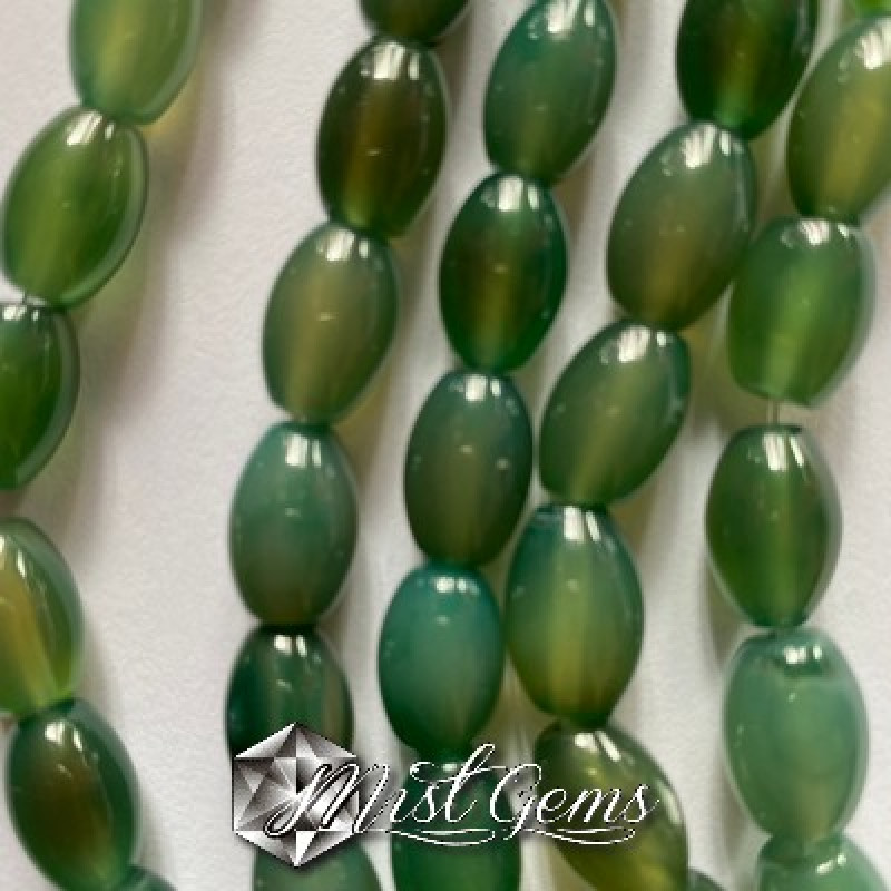 Agate "boaba de orez" verzi 11-12X7-8mm-10buc.