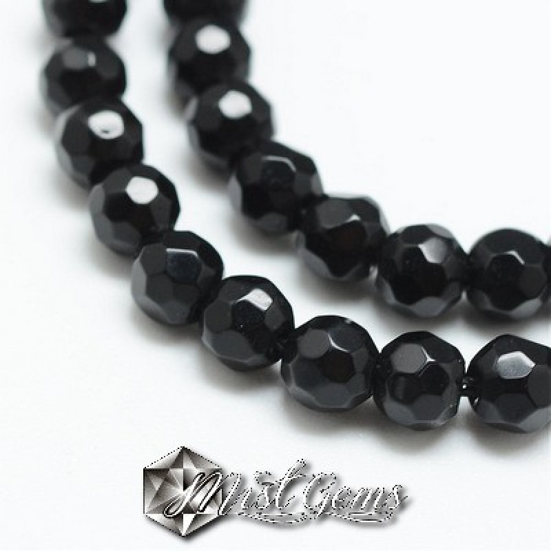 Jad sfere fatetate negru 4mm-18 buc.