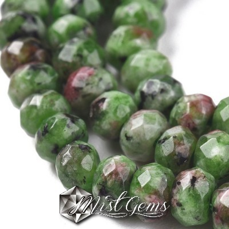 Jasp Sesame-Kiwi Rondele Fatetate Verde-Ruby 4X3mm -20 buc.