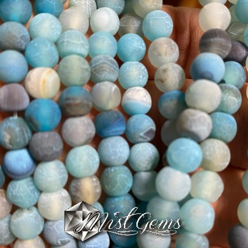 Agate Sfere  (Crackle) Erodate Bleu-Albstru 6mm-50 buc