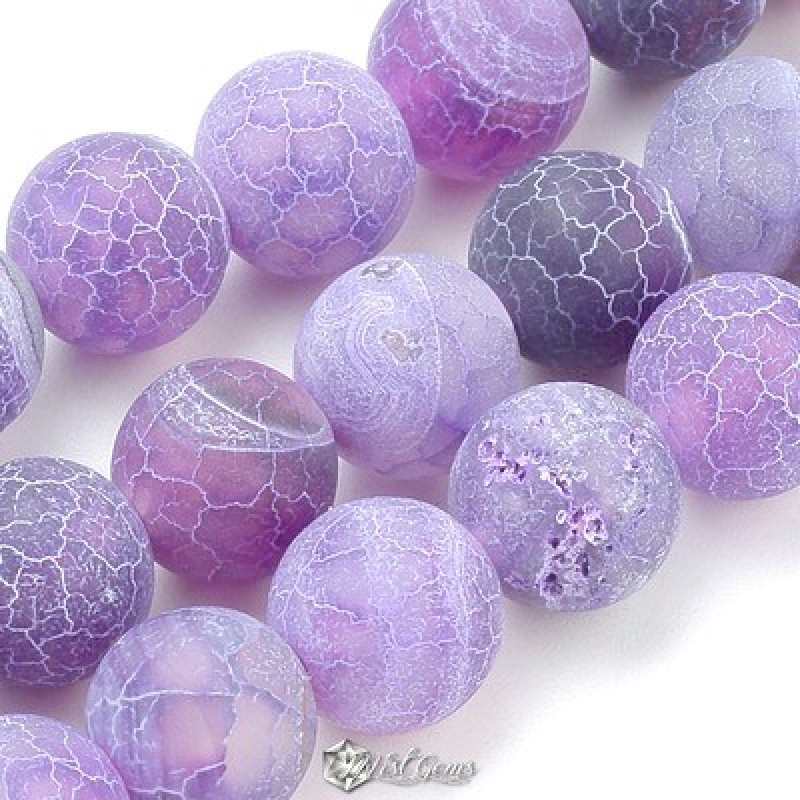 Agate Sfere  (Crackle) Erodate Mov-Lila 6mm-30 buc