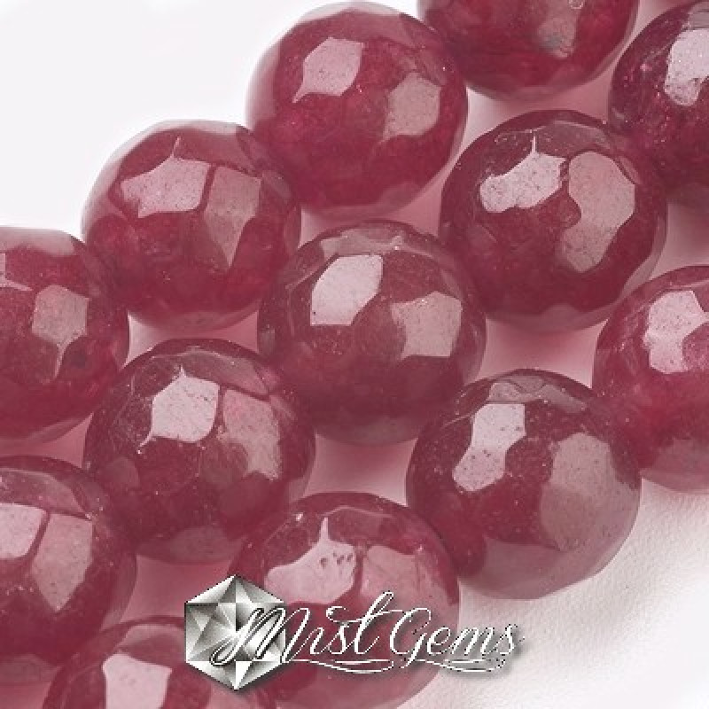 Jad Malaysian sfere fatetat magenta 6mm -20 buc