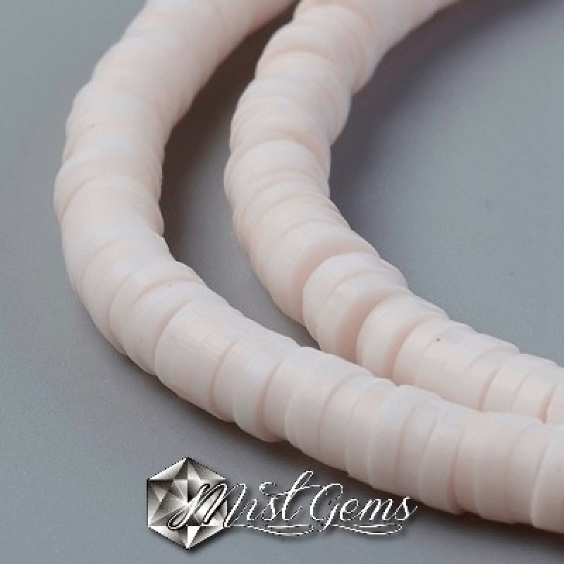 Discuri din argila polimerica-vinil-4mm,alb-roze