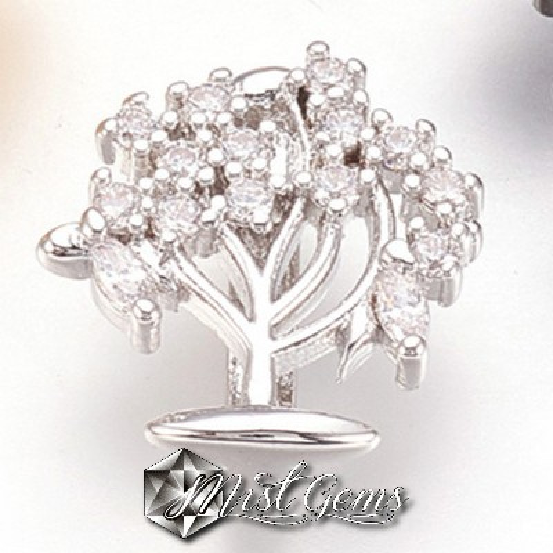 Slider Pomul Vietii Argintiu Placat cu Cubic Zirconia-Pentru Banda 