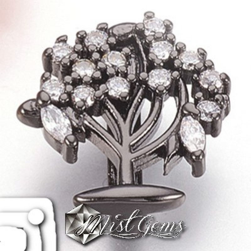 Slider Pomul Vietii Negru Placat cu Cubic Zirconia-Pentru Banda 