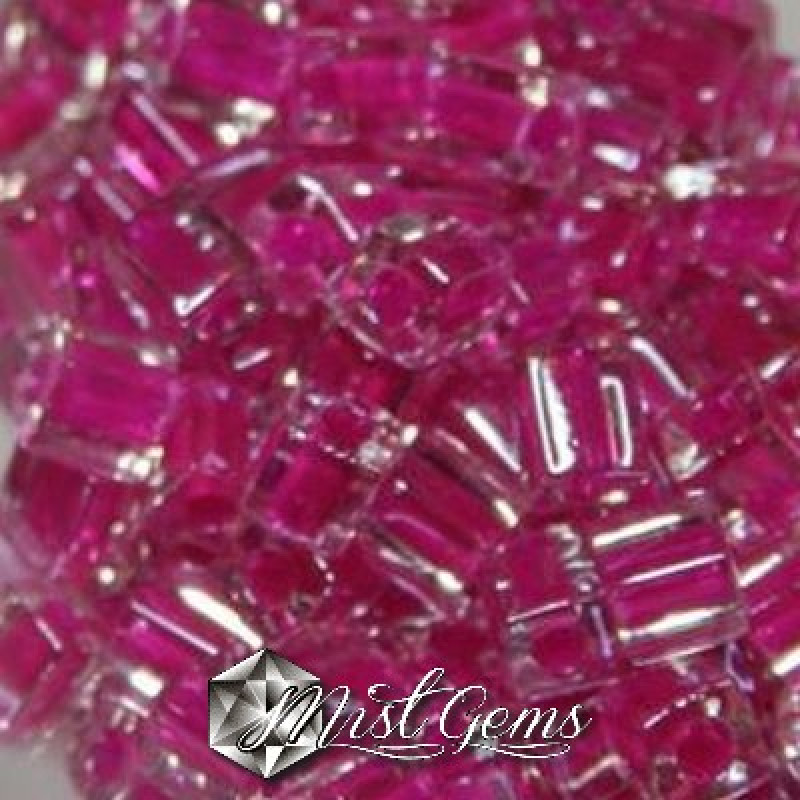 Miyuki Square Beads SB0209 Fuchsia Lined Crystal-4mm
