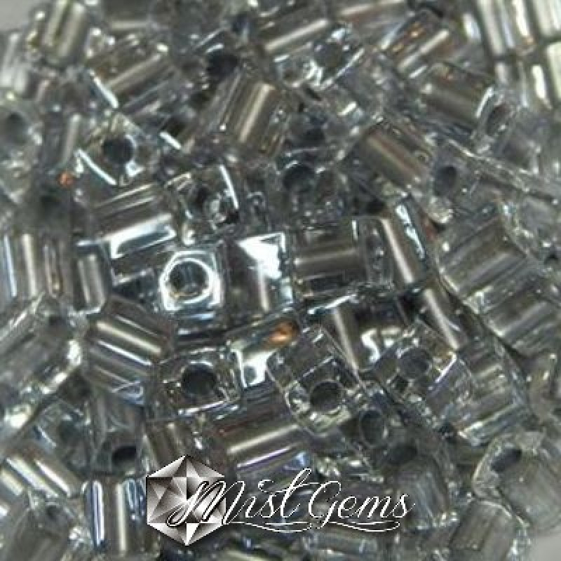 Miyuki Square Beads SB0242 Sparkling Pewter Lined Crystal-4mm