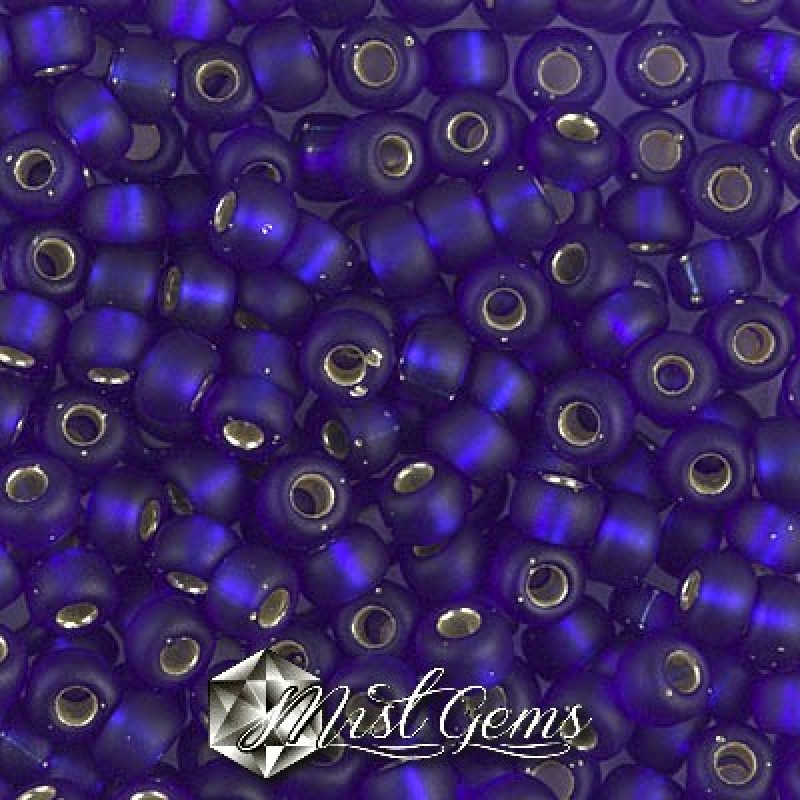 Miyuki Round Rocailles RR06/0-0020F Matte Silver Lined Cobalt