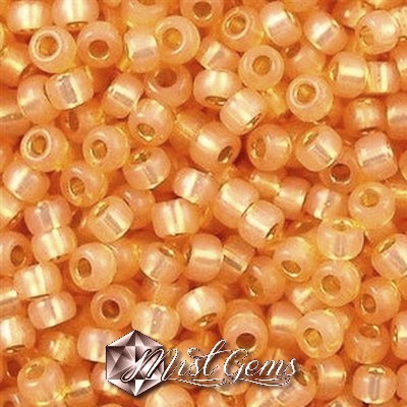 Miyuki Round Rocailles RR06/0-0552 Light Apricot Silver Lined Alabaster Dyed