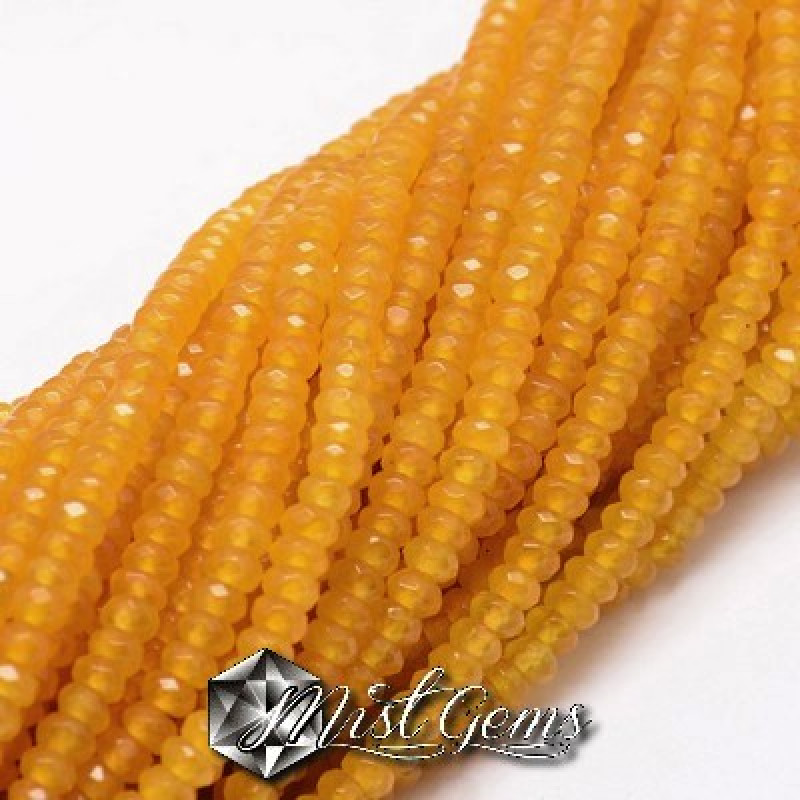 Jad rondele fatetate galbene 4x2~3mm-20 buc.